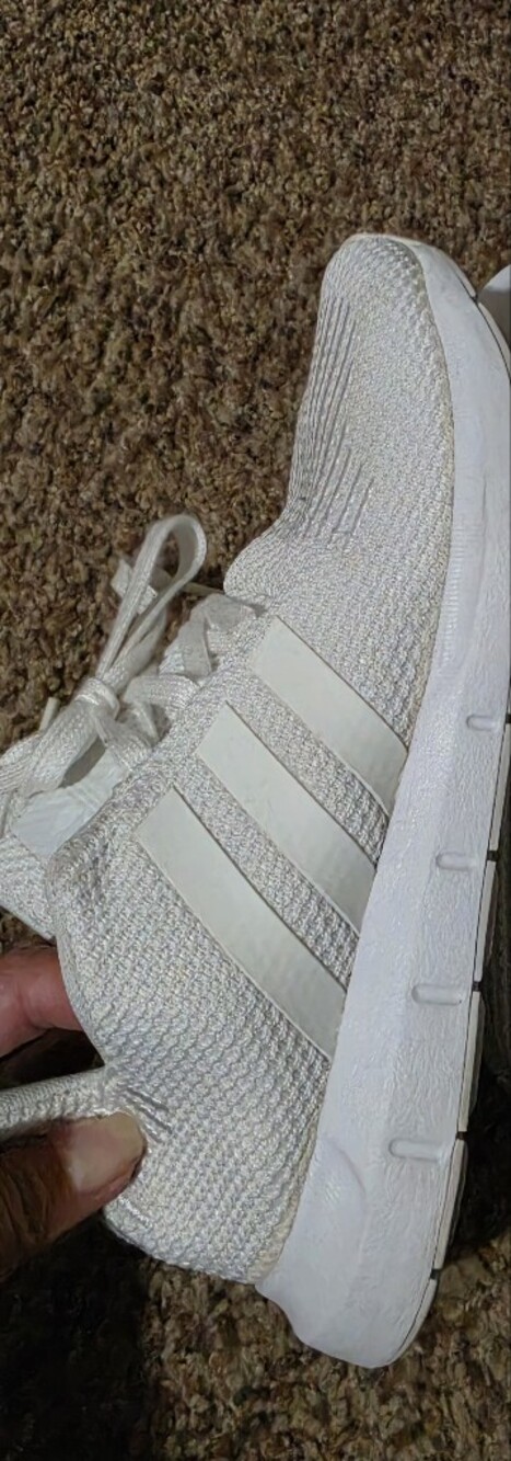 adidas Women’s All-White Knit Sneaker with Three Stripes